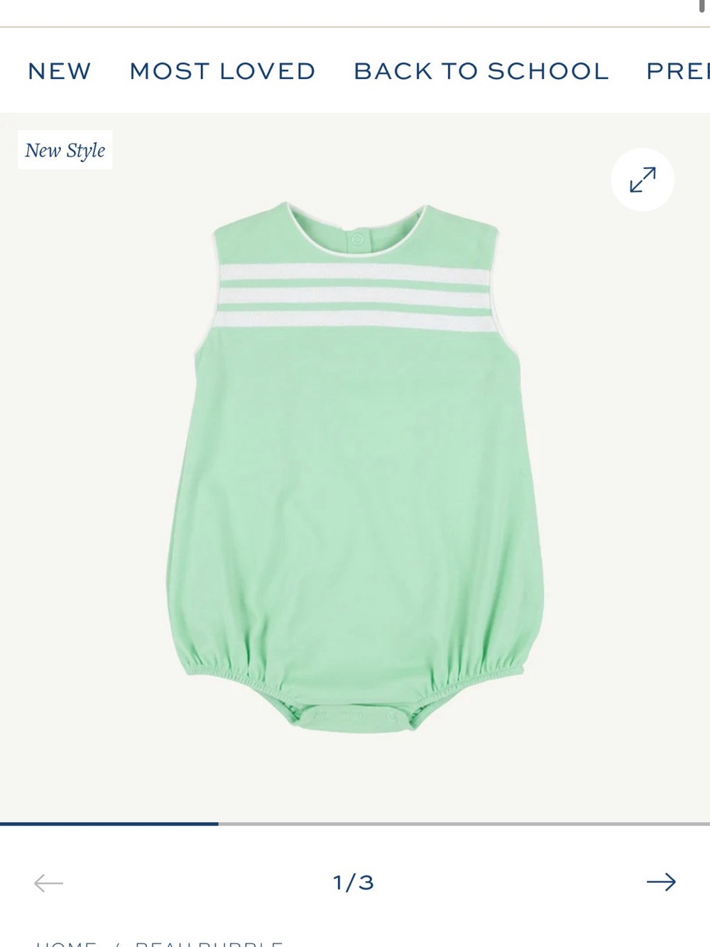 The Beaufort Bonnet Company Mint and White Striped Baby Romper
